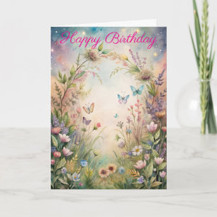 Meadow Flowers and Butterflies Card