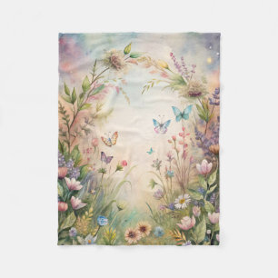 Meadow Flowers and Butterflies Fleece Blanket