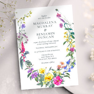 Meadow Flowers and Herbs Colorful Floral Wedding Invitation