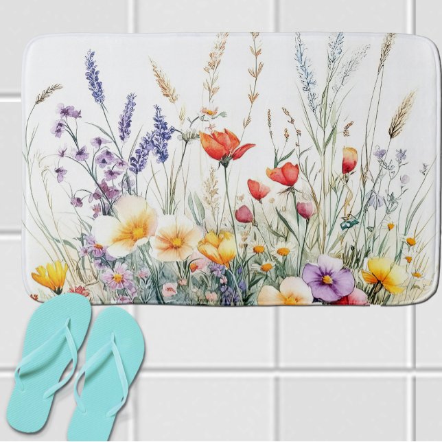 Meadow Flowers and Lavender Bath Mat (Creator Uploaded)