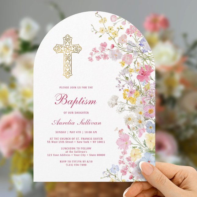 Meadow Flowers Arch Baptism Invitation (Creator Uploaded)