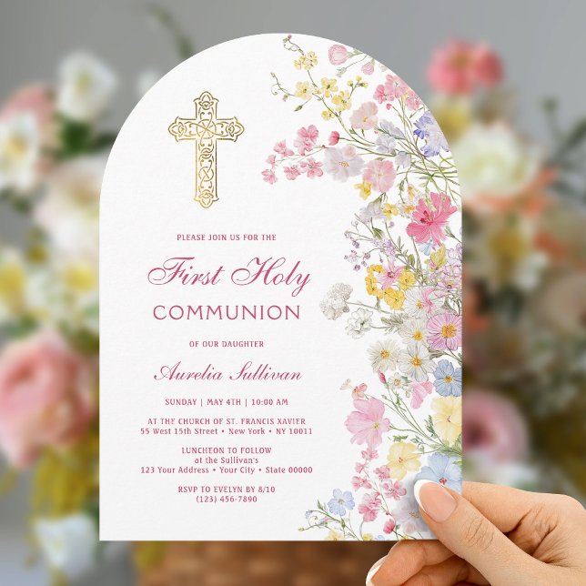 Meadow Flowers Arch First Communion Invitation (Creator Uploaded)