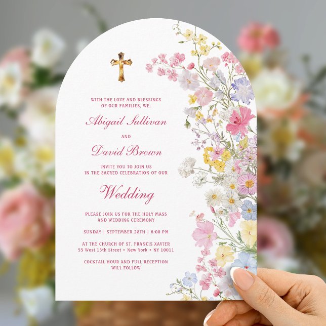 Meadow Flowers Arch Religious Wedding Invitation (Creator Uploaded)