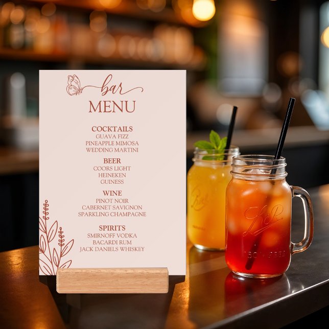 Meadow Flowers " Bar Menu" Card Wedding Holder (Creator Uploaded)