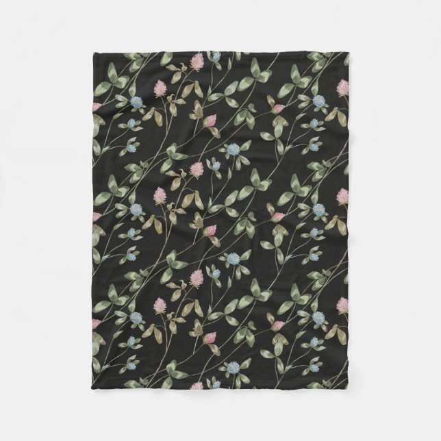 Meadow flowers clover prints country house fleece blanket (Front)