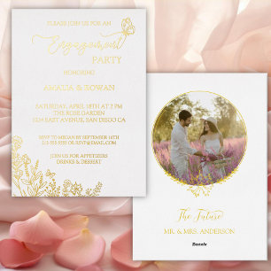 Meadow Flowers Engagement Party  Foil Invitation