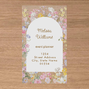 meadow flowers frame clear business cards