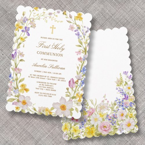 Meadow Flowers Frame First Holy Communion Invitation