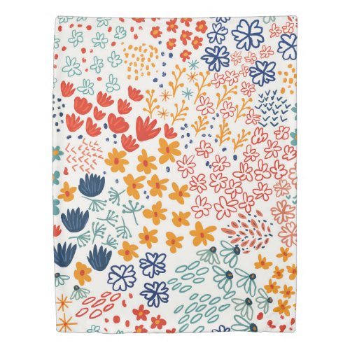 Meadow Flowers Minimal Illustration Duvet Cover