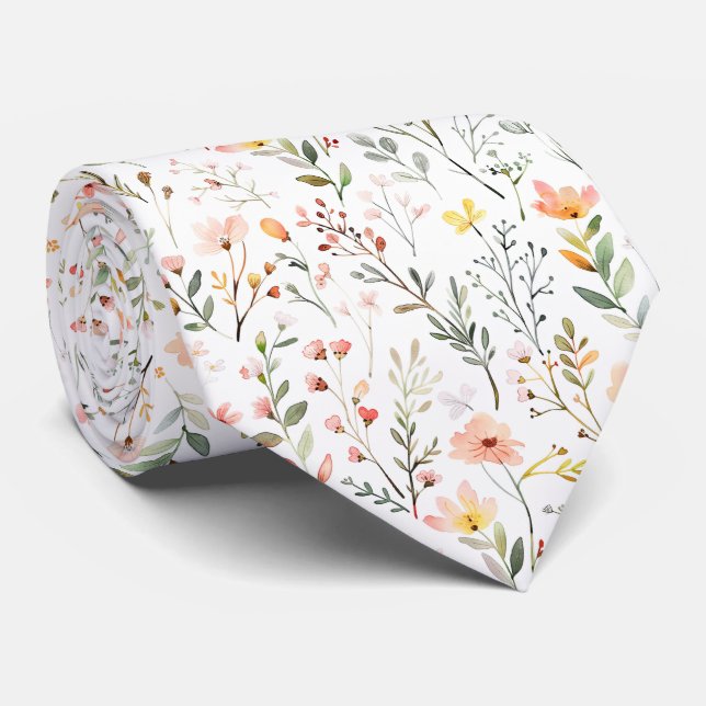Meadow Flowers Pattern Neck Tie (Rolled)