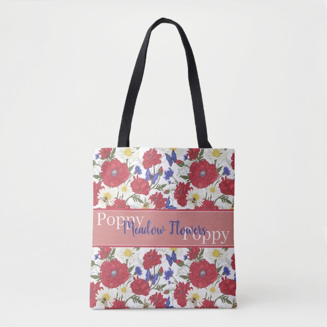 Meadow Flowers Poppy Tote Bag (Front)