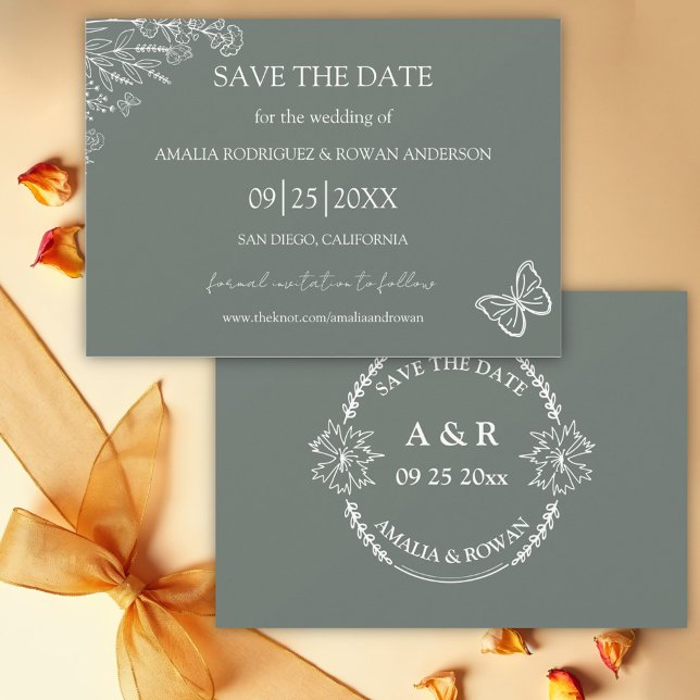 Meadow Flowers Sirocco Green Save the Date  (Creator Uploaded)