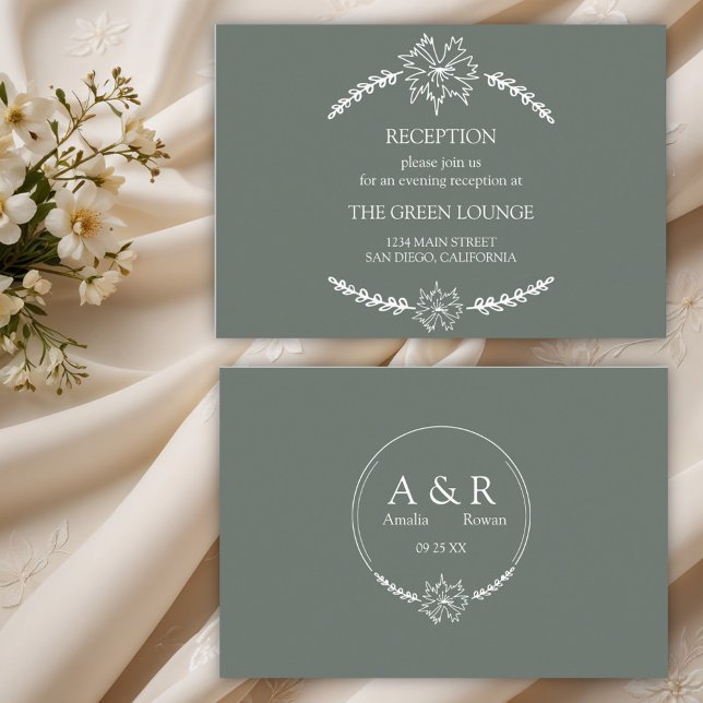 Meadow Flowers Sirocco Green Wedding Reception  Enclosure Card (Creator Uploaded)