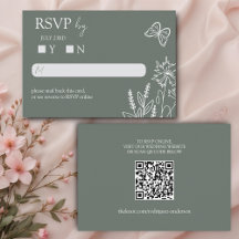 Meadow Flowers Sirocco Green Wedding RSVP