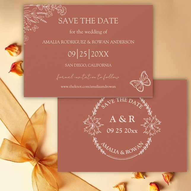 Meadow Flowers Terracotta Save the Date  (Creator Uploaded)