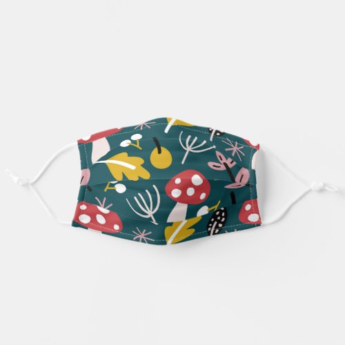 Meadow Flowers Toadstool Leaves Yellow Red Adult Cloth Face Mask