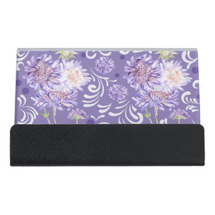 meadow flowers watercolor Pattern Desk Business Card Holder