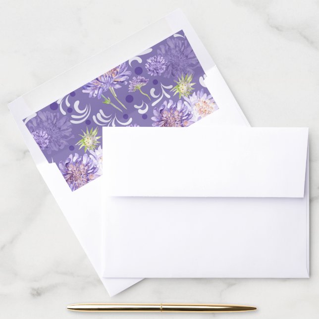 meadow flowers watercolor Pattern Envelope Liner (Desk)