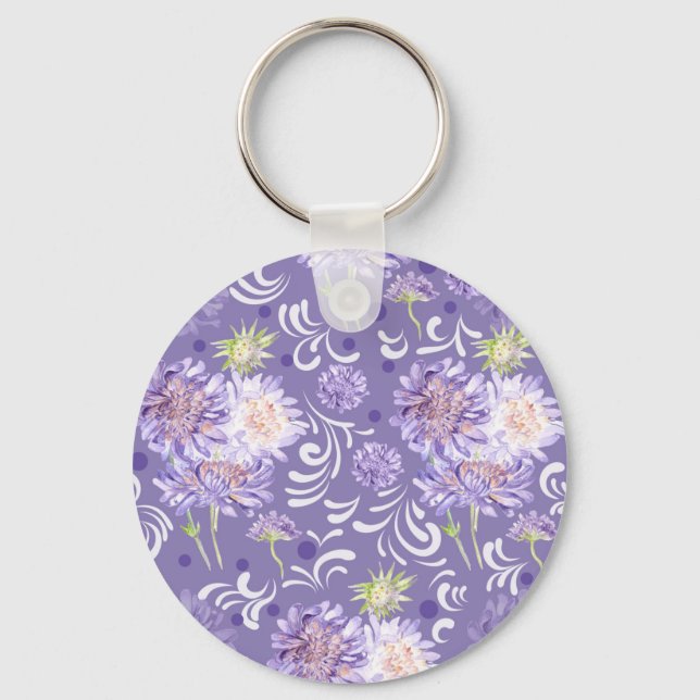 meadow flowers watercolor Pattern Keychain (Front)