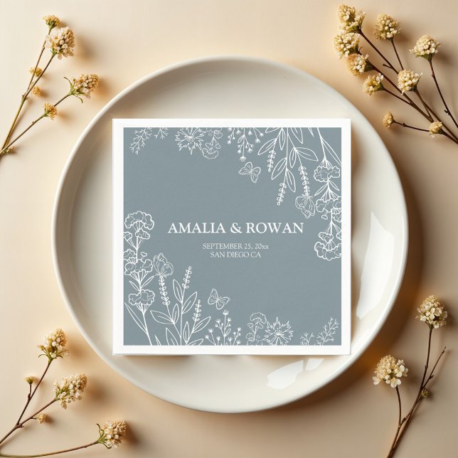 Meadow Flowers Wedding Custom Names Napkins (Creator Uploaded)