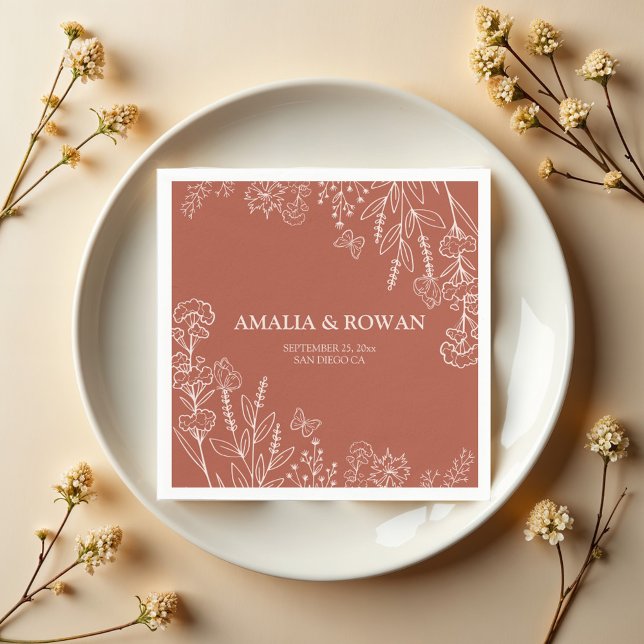 Meadow Flowers Wedding Custom Names Napkins (Creator Uploaded)