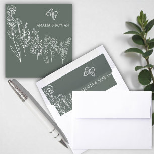 Meadow Flowers Wedding Envelope Liner
