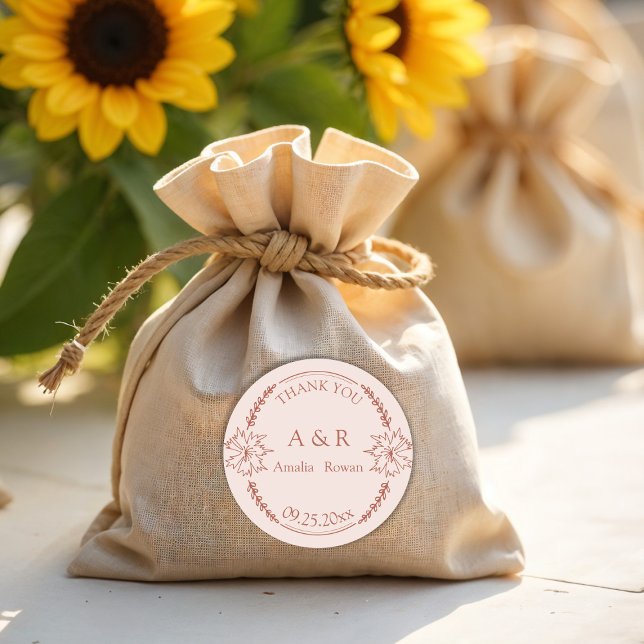 Meadow flowers Wedding Favor Thank You Classic Round Sticker (Creator Uploaded)