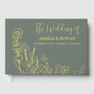 Meadow Flowers Wedding Foil Guest Book