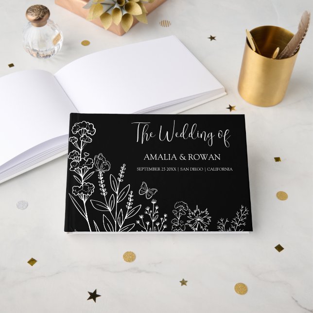 Meadow Flowers Wedding Guest Book (Front Open)
