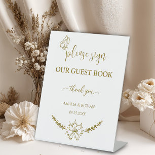 Meadow Flowers Wedding Guest Book Pedestal Sign