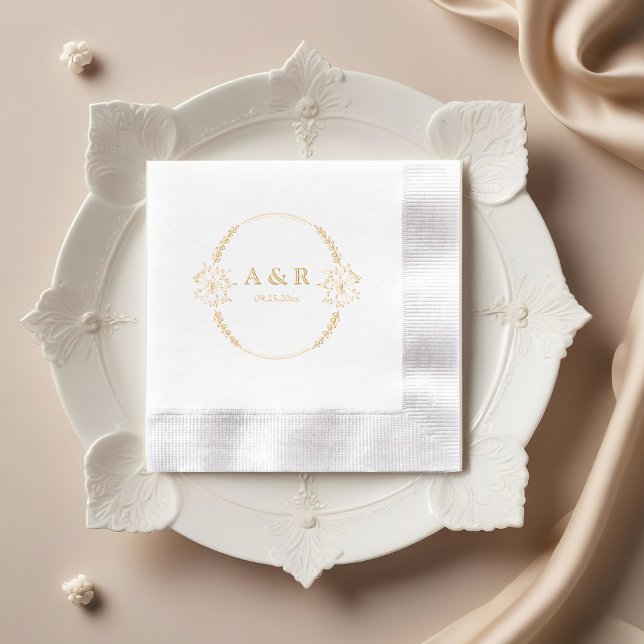 Meadow Flowers Wedding Monogram Foil Napkins (Creator Uploaded)