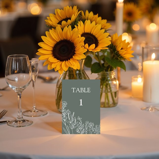Meadow Flowers Wedding Table Number Card (Creator Uploaded)