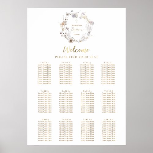 meadow flowers wreath design Baptism seating chart