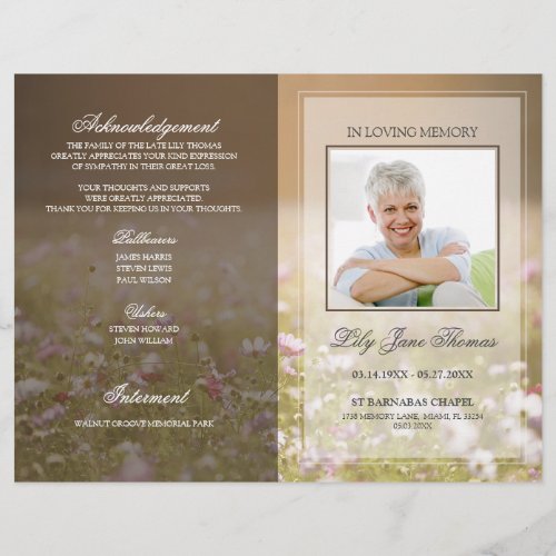 Meadow Funeral Program  In Loving Memory Flyer