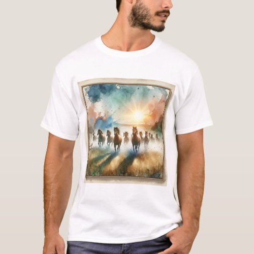 Meadow Gallop 2 _ Watercolor T_Shirt