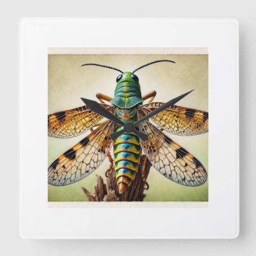 Meadow Grasshopper 250624IREF122 _ Watercolor Square Wall Clock