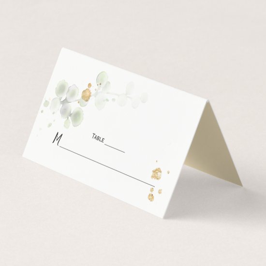 Meadow Green and Gold Botanical Place Cards