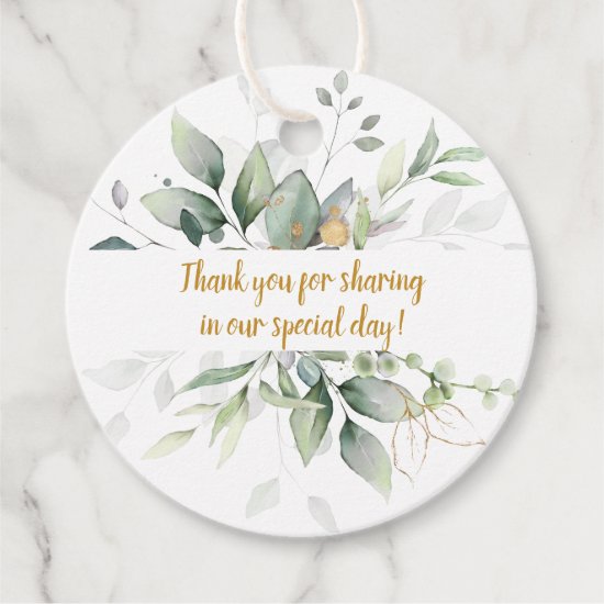 Meadow Green and Gold Botanical Wedding | Favor Tags
