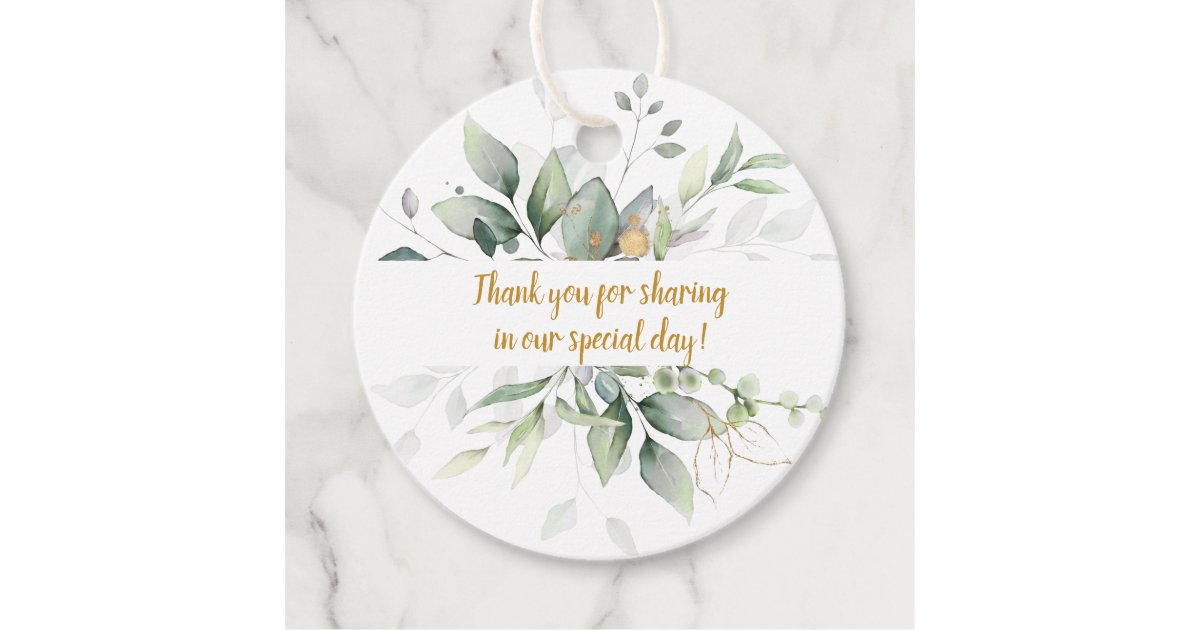 Meadow Green and Gold Botanical Wedding | Favor Tags | Zazzle