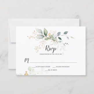 Meadow Green and Gold Botanicals RSVP Card