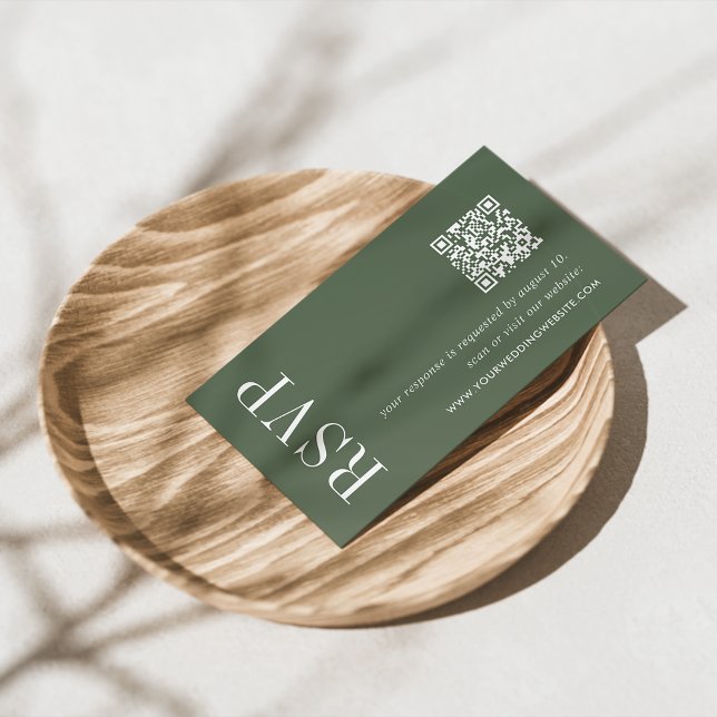 Meadow Green Wedding QR Code RSVP Enclosure Card (Creator Uploaded)