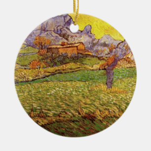 Meadow in Mountains by Vincent van Gogh Ceramic Ornament