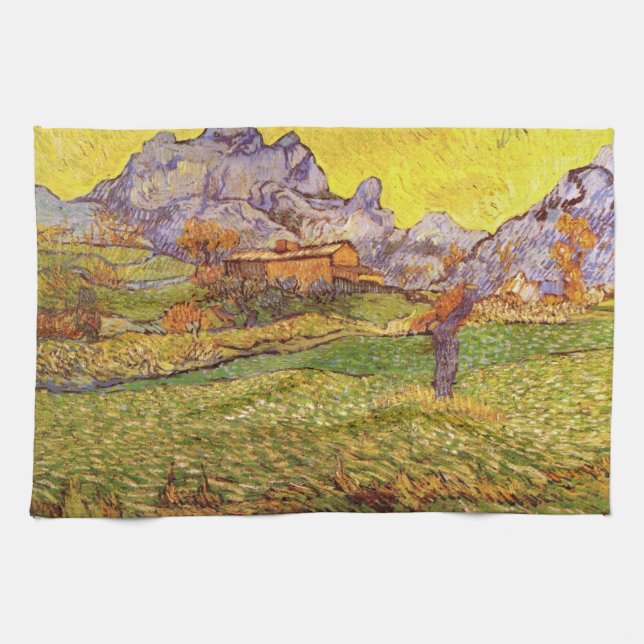 Meadow in Mountains by Vincent van Gogh Kitchen Towel (Horizontal)