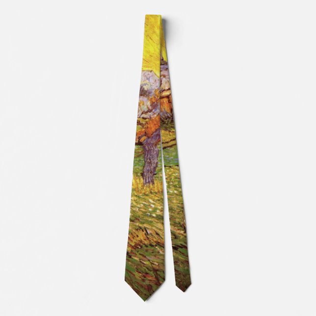 Meadow in Mountains by Vincent van Gogh Neck Tie (Front)