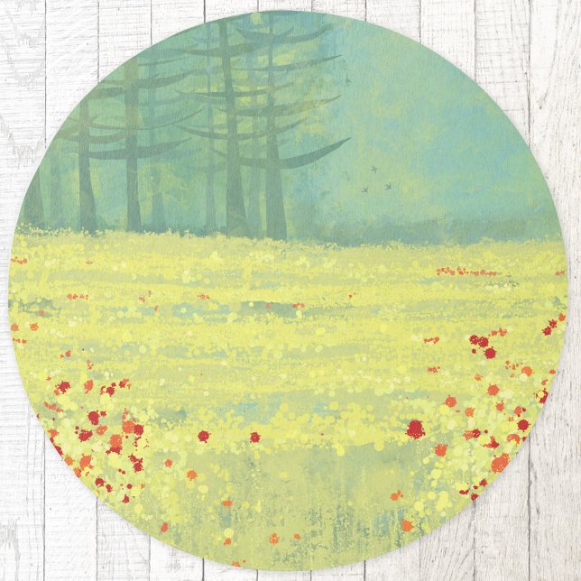 Meadow Landscape Art Rug (Meadow wildflower landscape green and yellow indoor or outdoor rug)