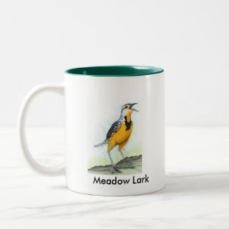 Meadow Lark 2 sided mug with green interior