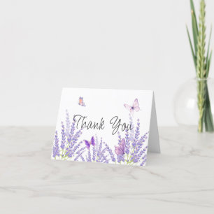 Meadow Lavender Floral Butterfly Baby Shower Letterpress Thank You Card