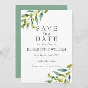 Meadow Leaves Greenery Save the Date Card