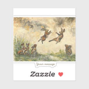 Meadow Matchup Playful Hares in a Meadow Sticker