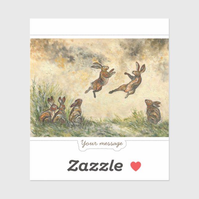 Meadow Matchup Playful Hares in a Meadow  Sticker (Sheet)
